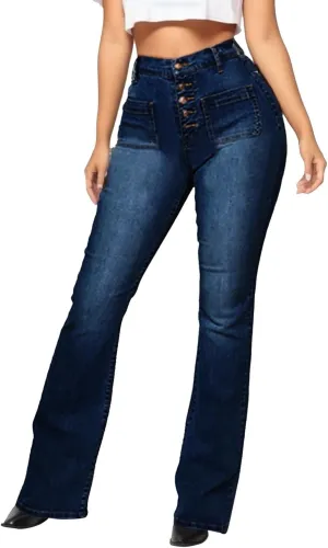 Women Flared Fit Jeans - Bell Bottom Jeans for Women Low Rise Flared Floral Embroidered Jean Washed Flare Leg Denim Pants