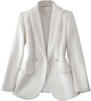 Women Plus Size Summer Fall Suit Blazer Single Button Full Length Lapel Collar Sleeve Business Work Wear Formal Jacket