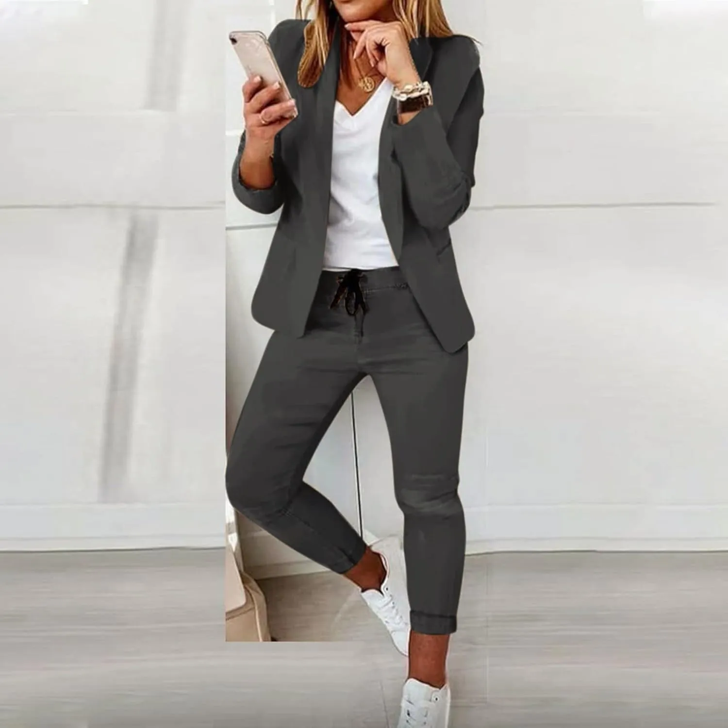 Women Suit Sets For Work 2025 Fall Two Piece Blazer Jacket and Pencil Pants Business Casual Office Formal Outfits