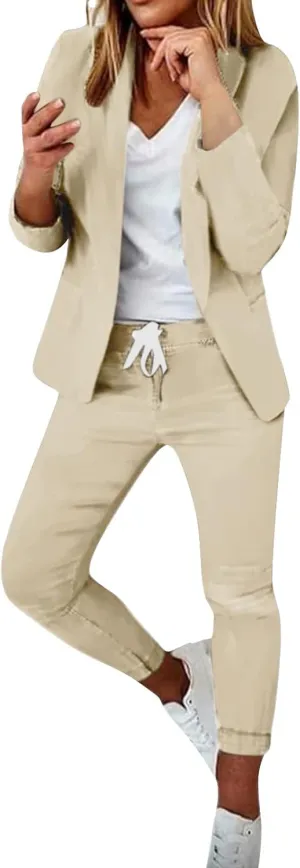 Women Suit Sets For Work 2025 Fall Two Piece Blazer Jacket and Pencil Pants Business Casual Office Formal Outfits