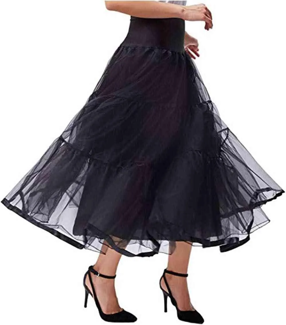 Women's Ankle Length Petticoats Long Plus Size Wedding Slips Crinoline Underskirt for Prom Evening Wedding Dress