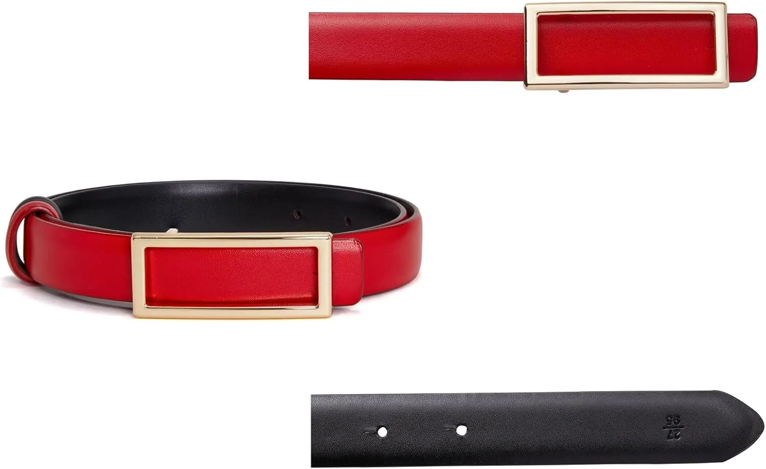 Womens Belt Reversible Leather Belt Skinny Thin Fashion Designer Waist Belts for Jeans Pants Dresses