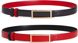 Womens Belt Reversible Leather Belt Skinny Thin Fashion Designer Waist Belts for Jeans Pants Dresses
