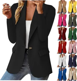 Womens Blazer Lightweight Long Sleeve Jacket Casual Open Front Cardigan Notch Collar Blazers with Fake Pockets