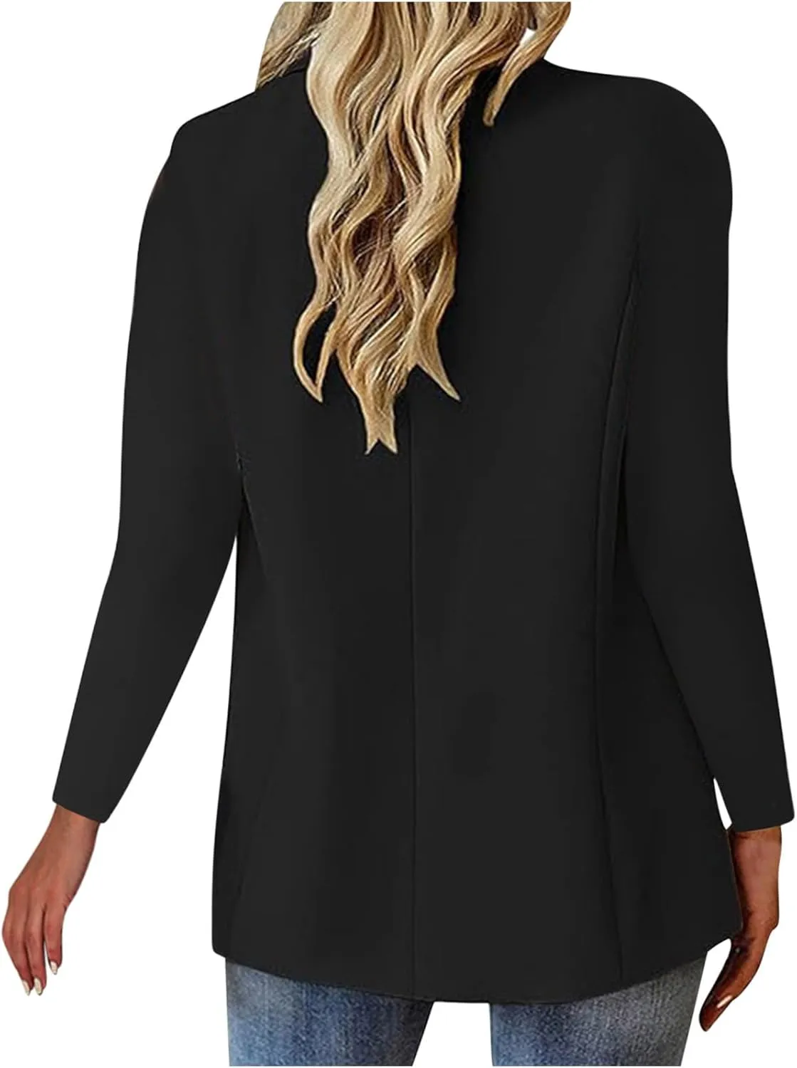 Womens Blazer Lightweight Long Sleeve Jacket Casual Open Front Cardigan Notch Collar Blazers with Fake Pockets