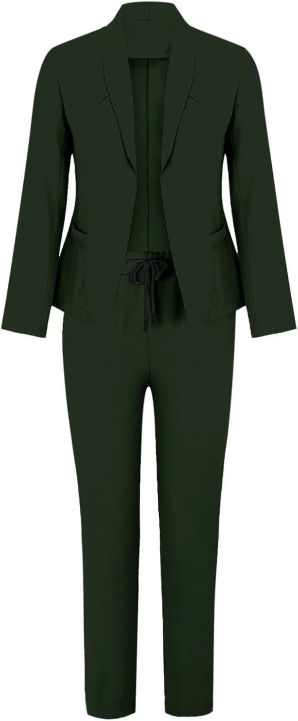Womens Blazer Sets For Work Casual Business Cropped Blazers And Pants 2 Piece Fashion Suits Jacket Outfits