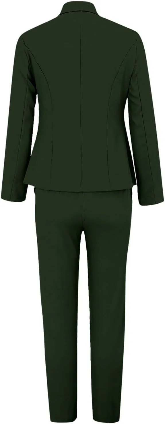 Womens Blazer Sets For Work Casual Business Cropped Blazers And Pants 2 Piece Fashion Suits Jacket Outfits