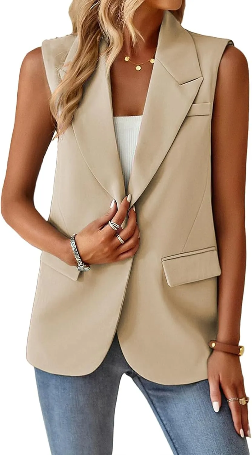 Womens Blazers for Work Casual Business Dressy Blazers Open Front Single Button Summer Jacket Fashion Suit Jacket
