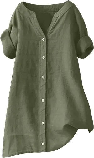 Womens Button Down Shirt Linen Button Up Shirts Sleeve Collar Casual Women's Shirt Women's Shirt White Shirt Women