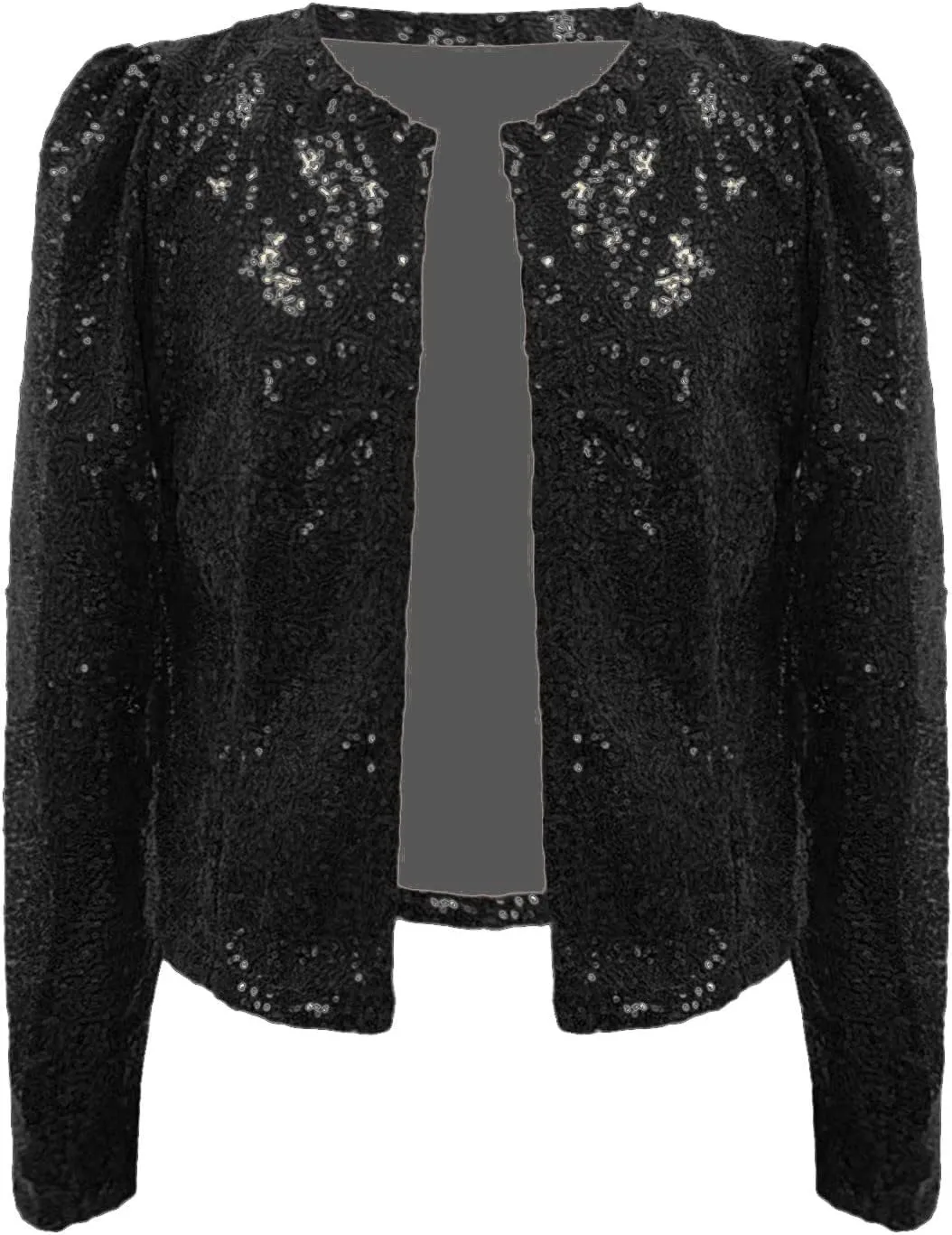 Womens Casual Open Front Sequin Jackets Cardigan Glitter Long Sleeve Shawl Collar Short Sport Coats Cropped Blazer Jackets