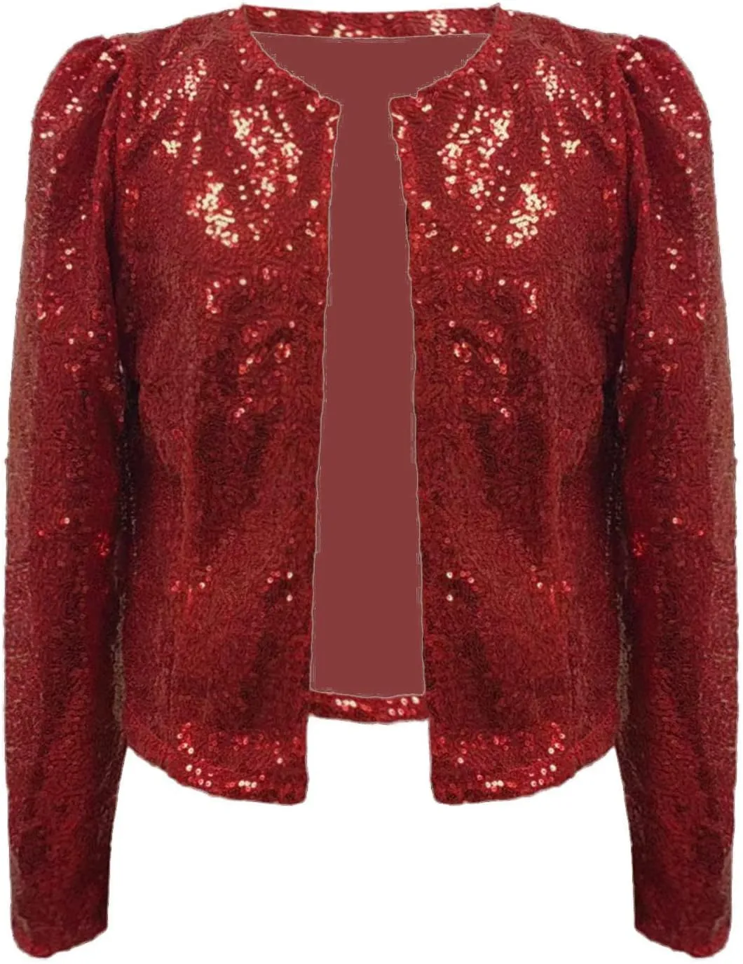 Womens Casual Open Front Sequin Jackets Cardigan Glitter Long Sleeve Shawl Collar Short Sport Coats Cropped Blazer Jackets