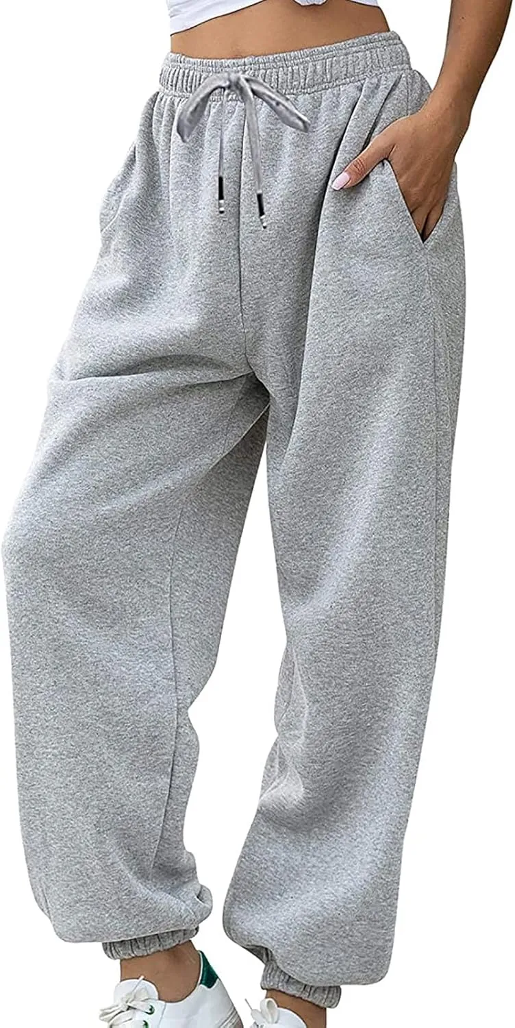 Womens Cinch Bottom Sweatpants Casual High Waisted Avtive Workout Joggers Trendy Plus Size Pants Fall Fashion Outfits
