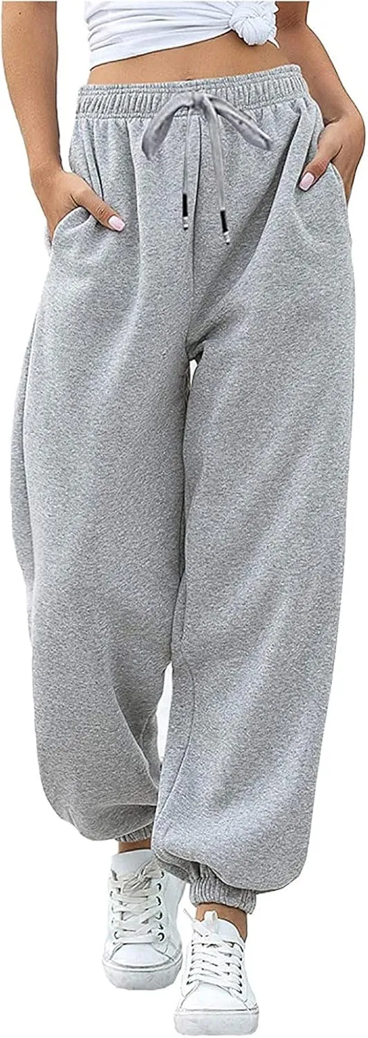 Womens Cinch Bottom Sweatpants Casual High Waisted Avtive Workout Joggers Trendy Plus Size Pants Fall Fashion Outfits