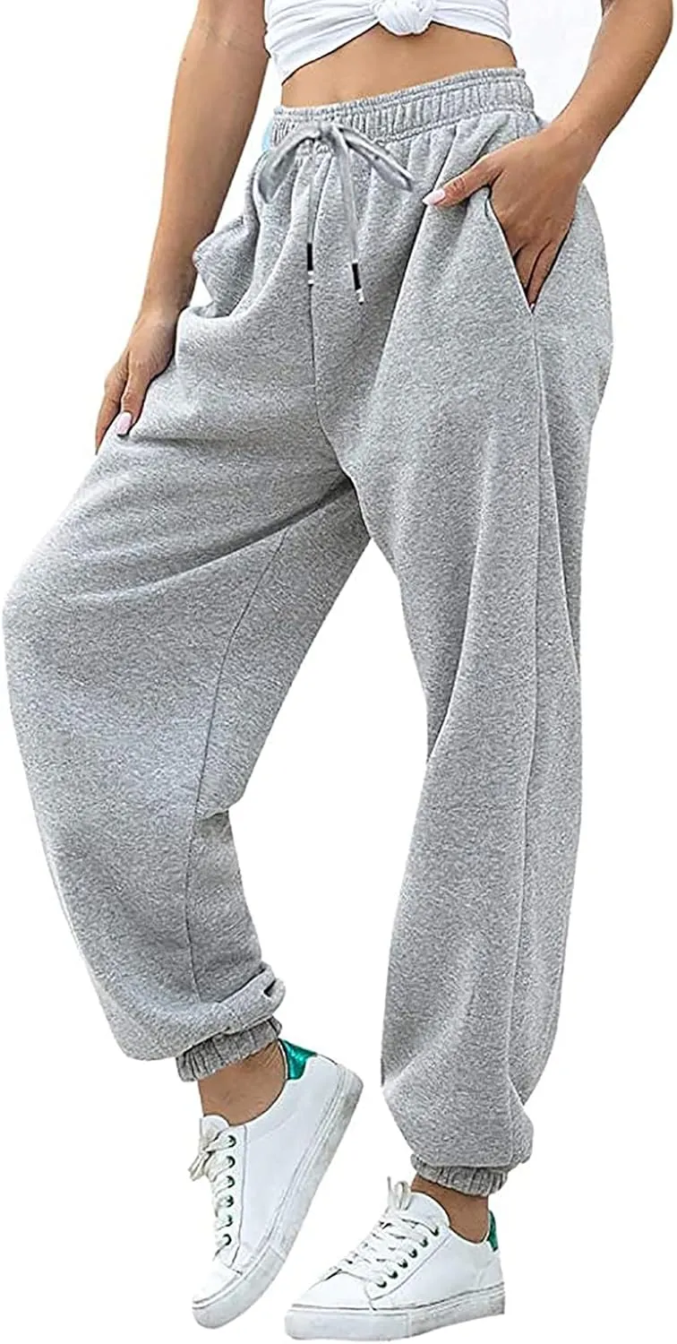 Womens Cinch Bottom Sweatpants Casual High Waisted Avtive Workout Joggers Trendy Plus Size Pants Fall Fashion Outfits