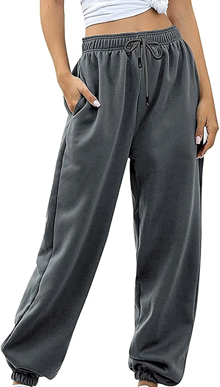 Womens Cinch Bottom Sweatpants Casual High Waisted Avtive Workout Joggers Trendy Plus Size Pants Fall Fashion Outfits