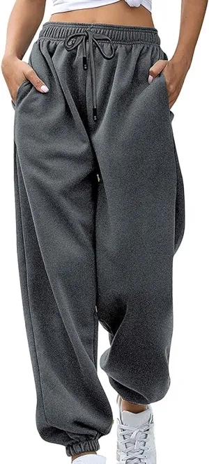 Womens Cinch Bottom Sweatpants Casual High Waisted Avtive Workout Joggers Trendy Plus Size Pants Fall Fashion Outfits