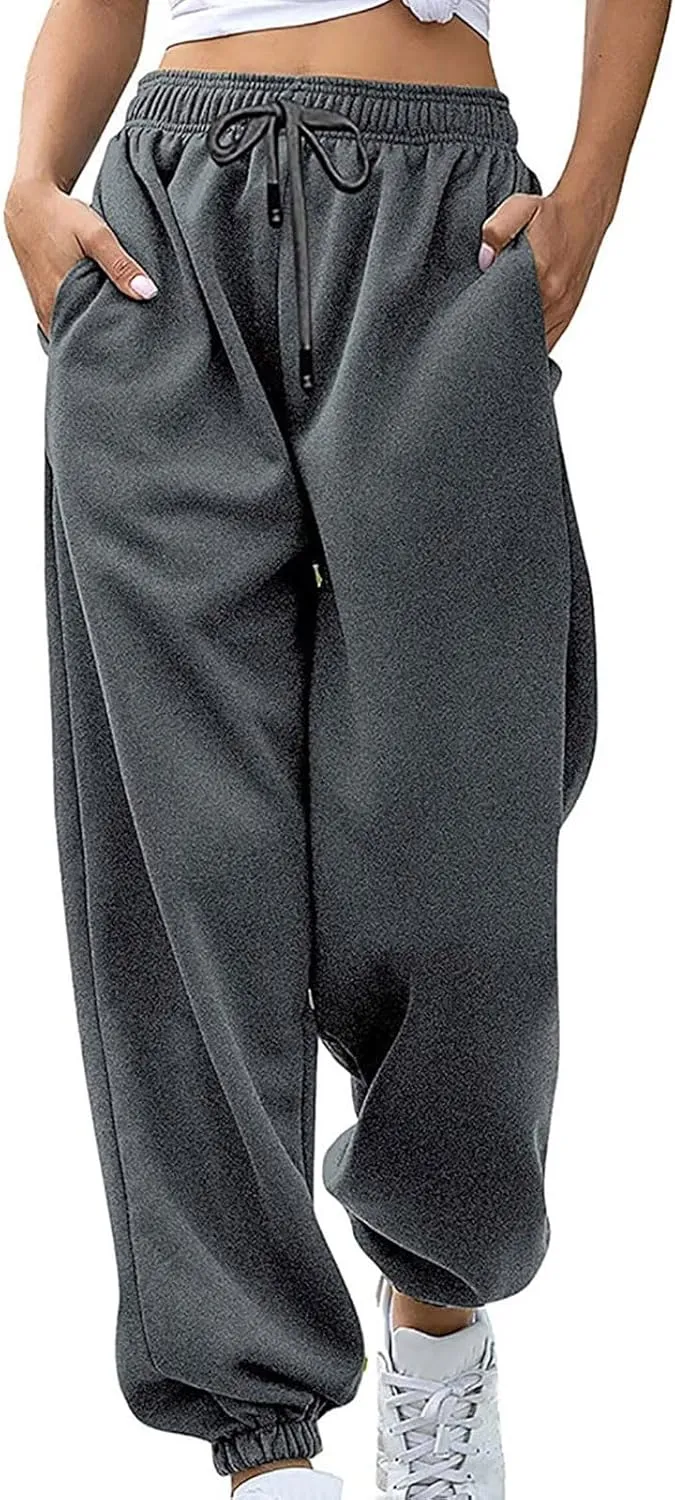 Womens Cinch Bottom Sweatpants Casual High Waisted Avtive Workout Joggers Trendy Plus Size Pants Fall Fashion Outfits
