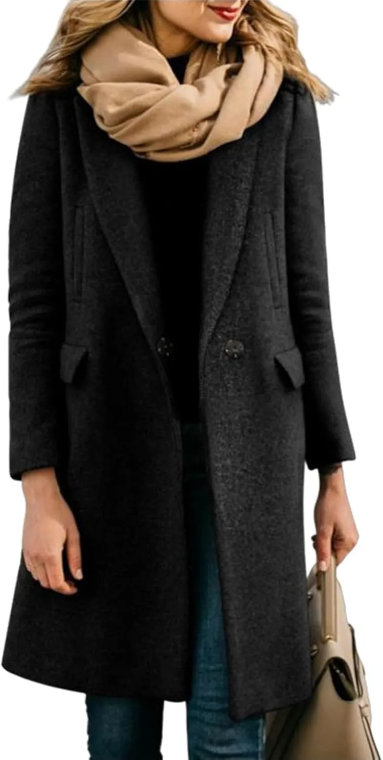 Womens Fall Fashion 2024 Open Front Coatigan Sweater Long Sleeve Casual Knit Lapel Cardigan Coat with Pockets