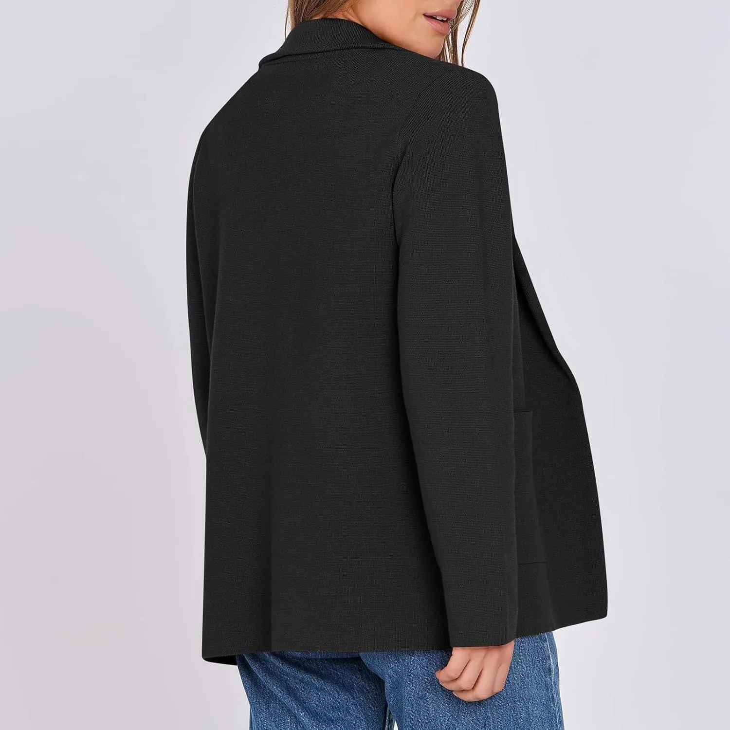 Womens Fall Fashion 2024 Open Front Knit Cardigan Long Sleeve Lapel Coat Casual Solid Classy Sweater Jacket