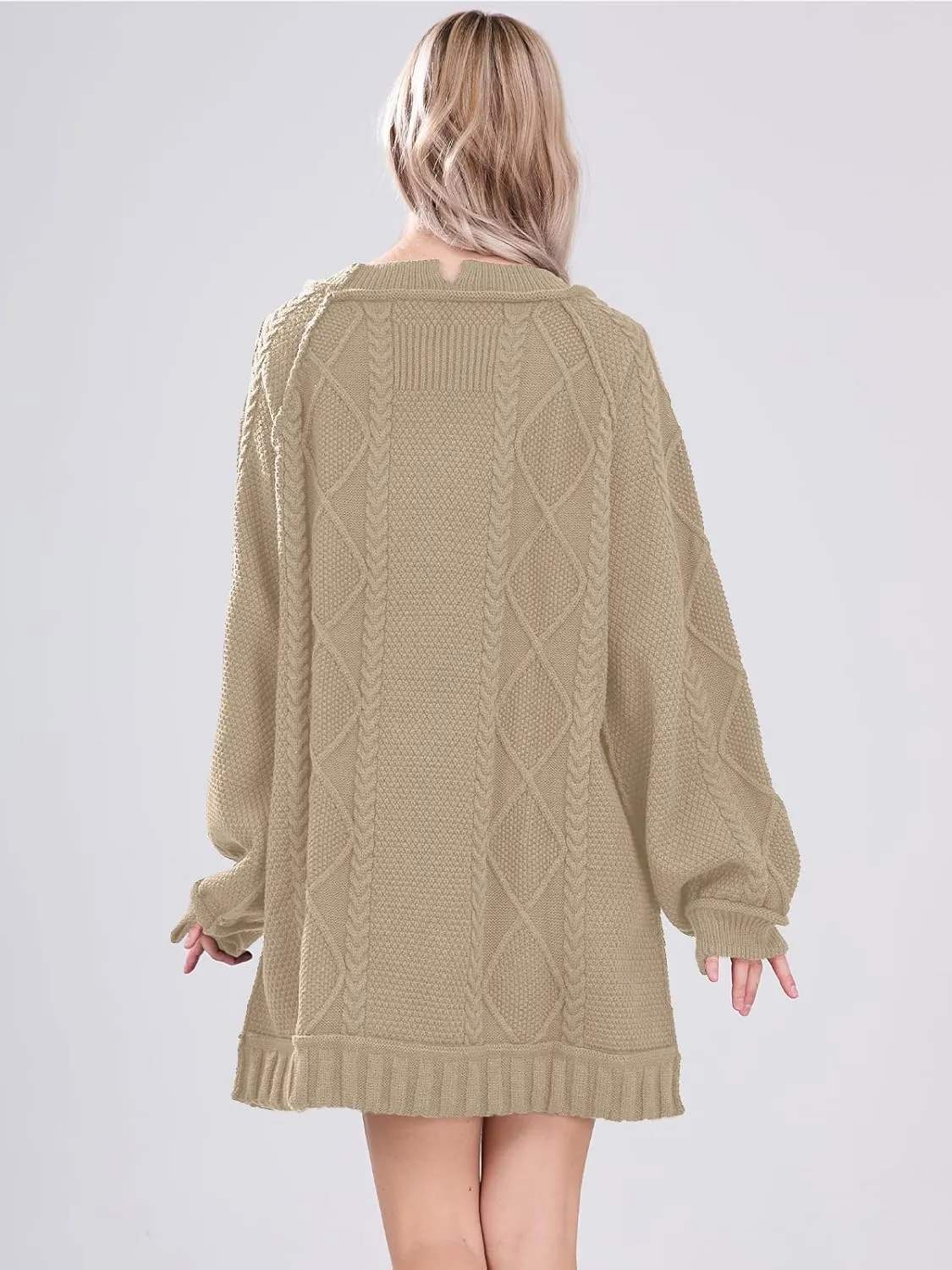 Womens Long Sleeve Pullover Oversized Cable Knit Chunky Mini Sweater Dress Fall Winter Trendy Outfits