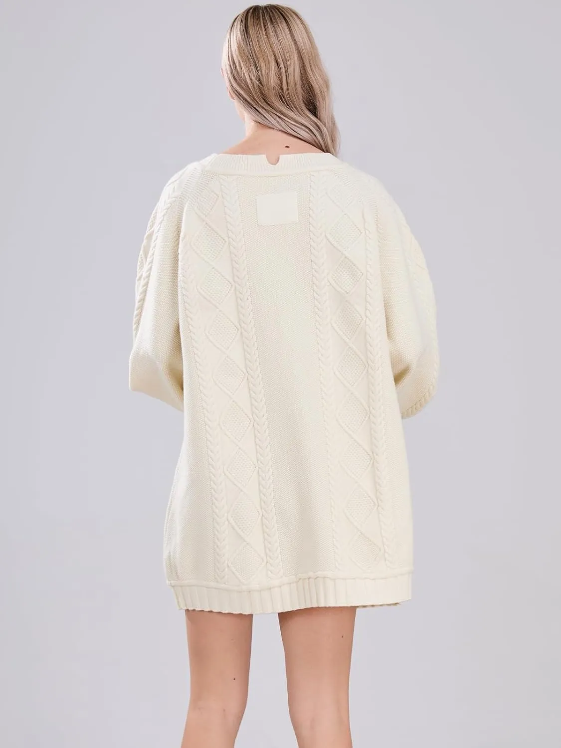 Womens Long Sleeve Pullover Oversized Cable Knit Chunky Mini Sweater Dress Fall Winter Trendy Outfits