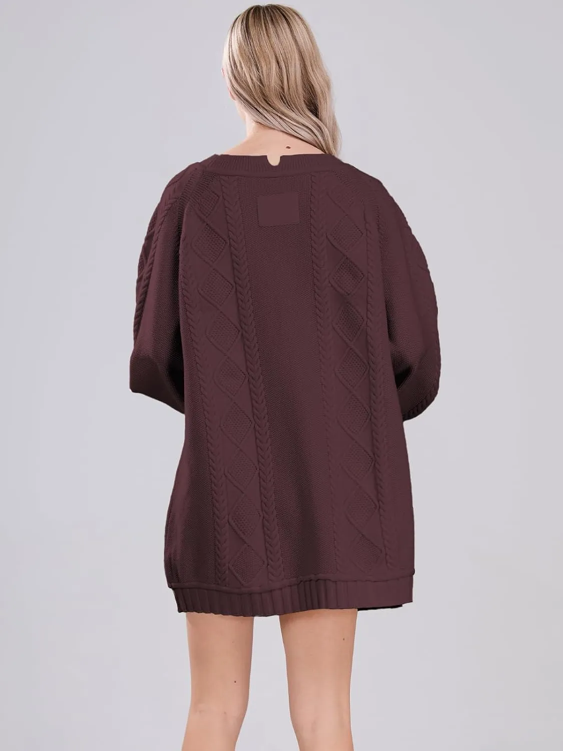 Womens Long Sleeve Pullover Oversized Cable Knit Chunky Mini Sweater Dress Fall Winter Trendy Outfits