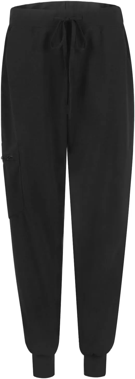 Womens Scrub Pants - Soft Stretch Yoga Style with Pockets, Slim Drawstring Jogger Scrubs