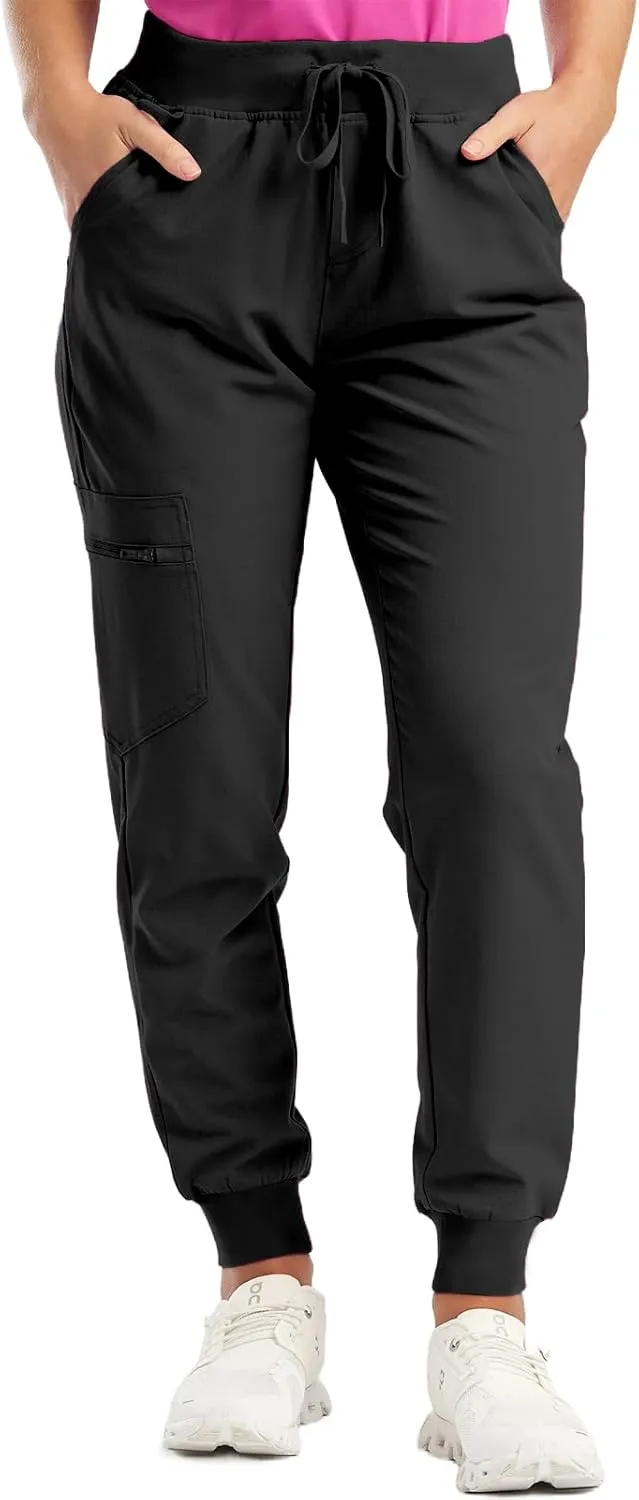 Womens Scrub Pants - Soft Stretch Yoga Style with Pockets, Slim Drawstring Jogger Scrubs