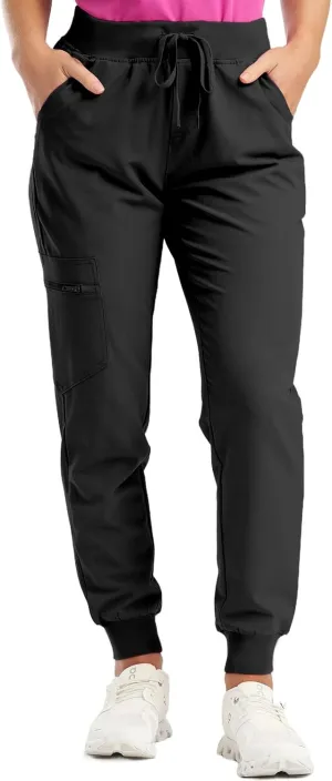Womens Scrub Pants - Soft Stretch Yoga Style with Pockets, Slim Drawstring Jogger Scrubs