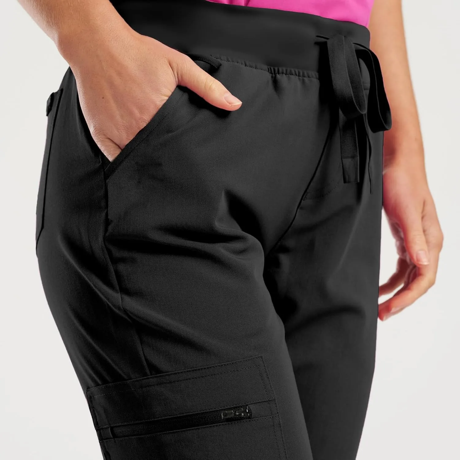 Womens Scrub Pants - Soft Stretch Yoga Style with Pockets, Slim Drawstring Jogger Scrubs