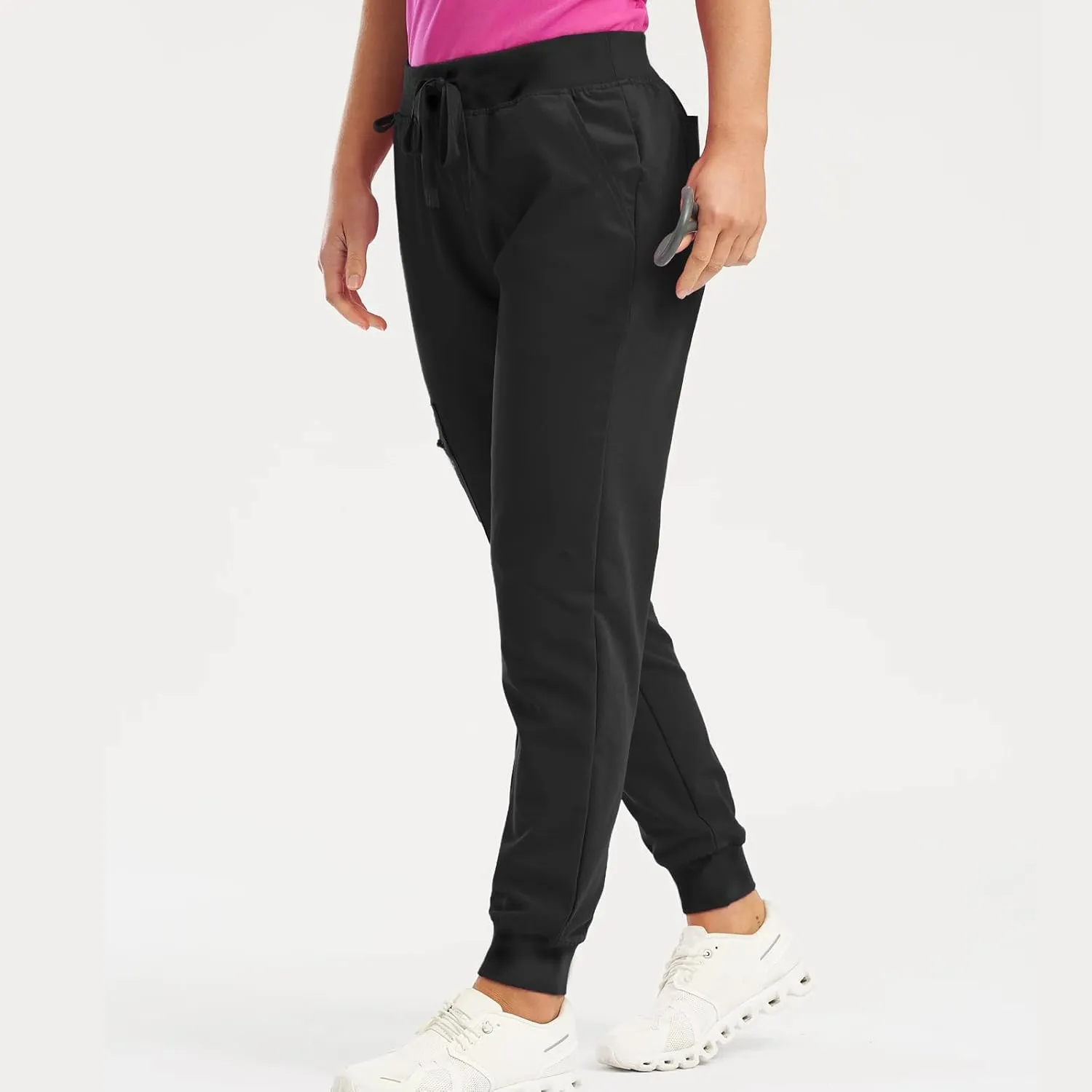 Womens Scrub Pants - Soft Stretch Yoga Style with Pockets, Slim Drawstring Jogger Scrubs