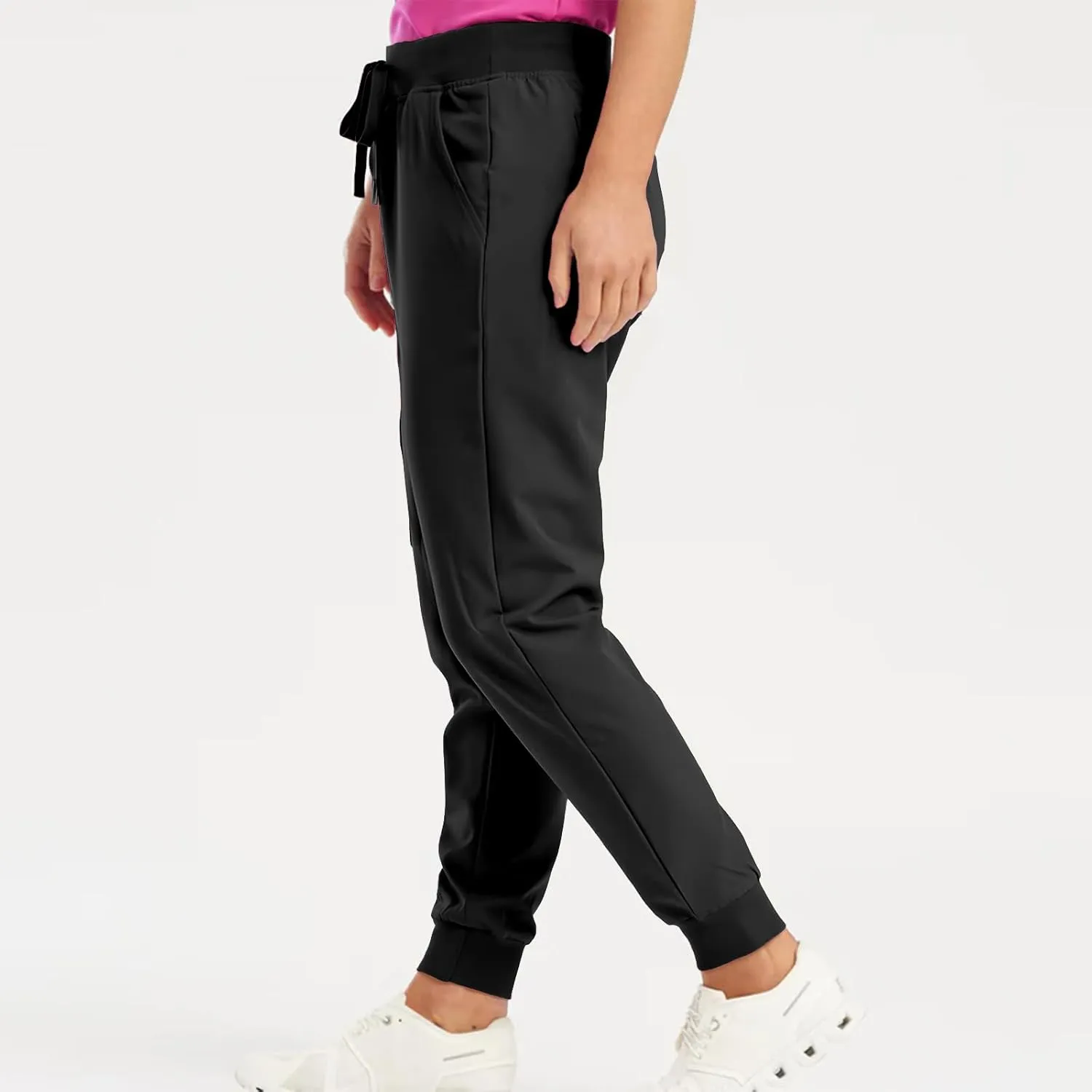 Womens Scrub Pants - Soft Stretch Yoga Style with Pockets, Slim Drawstring Jogger Scrubs