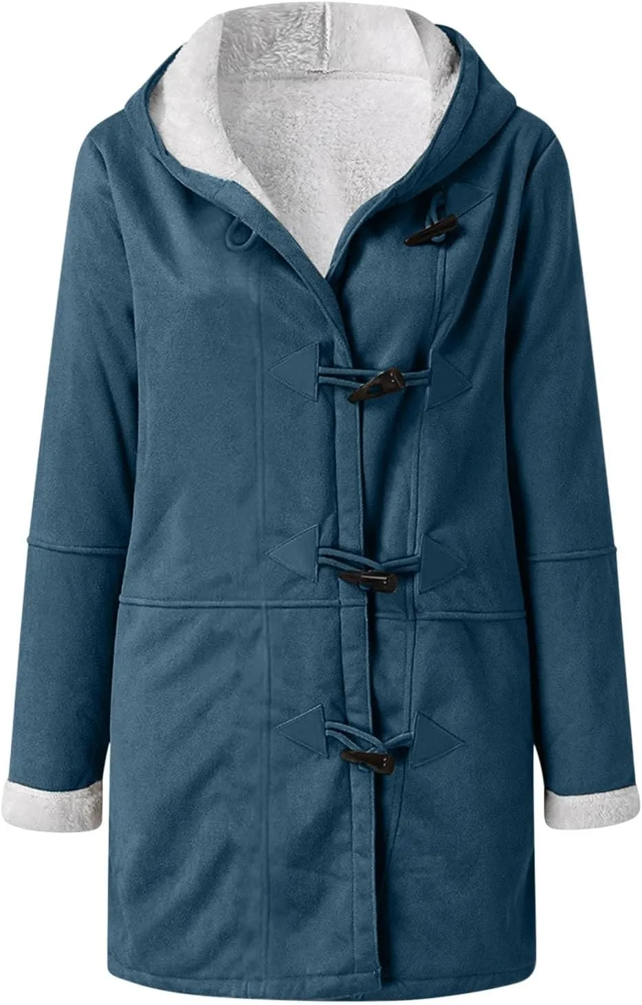 Womens Sherpa Lined Jackets Fashion Winter Fuzzy Fleece Hoodie Sweatshirt Casual Soft Cozy Horn Button Down Coats