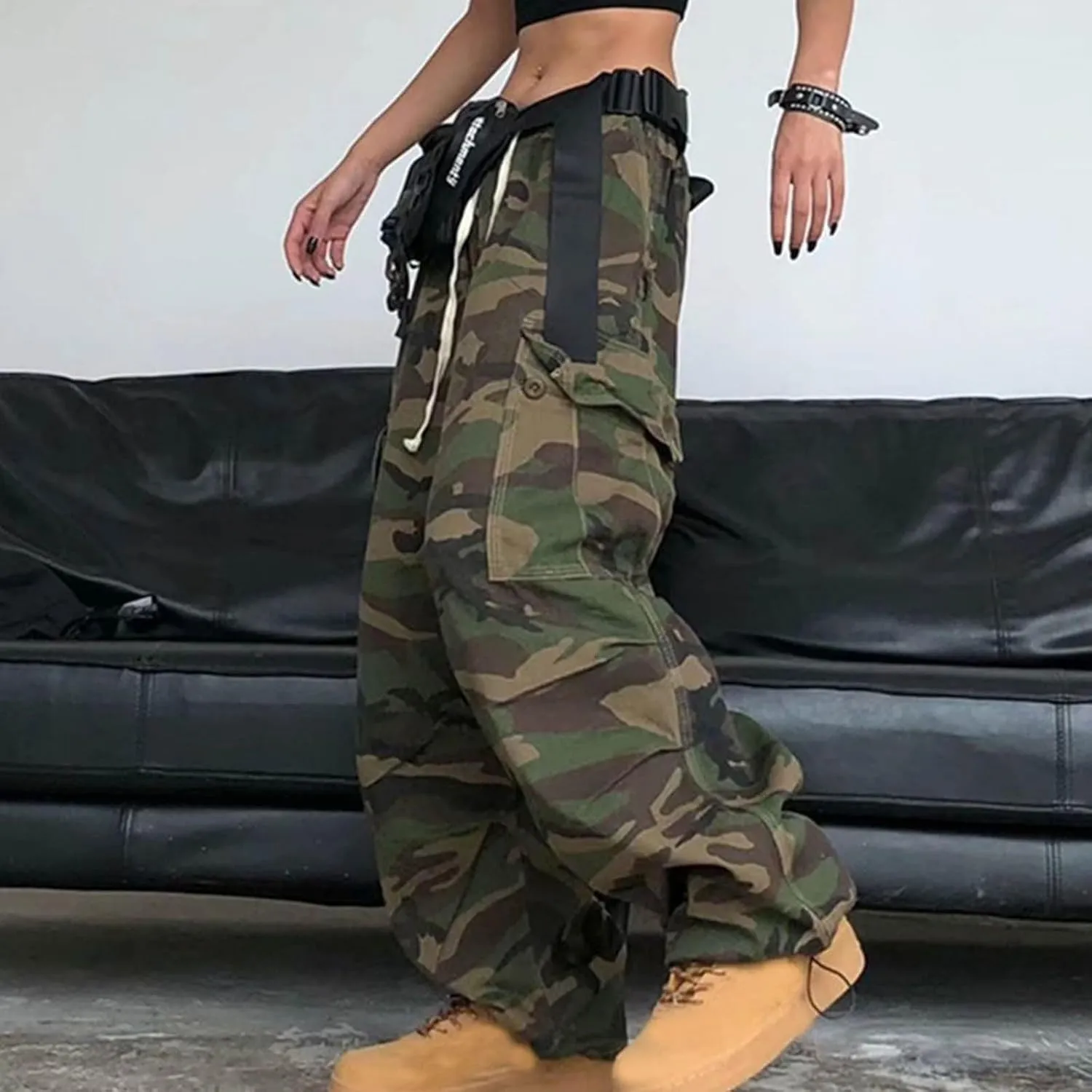 Women's Stretchy Tactical Cargo Pants High Waisted Casual Joggers Plus Size Skinny Trousers Cargo Pants with 6 Pockets
