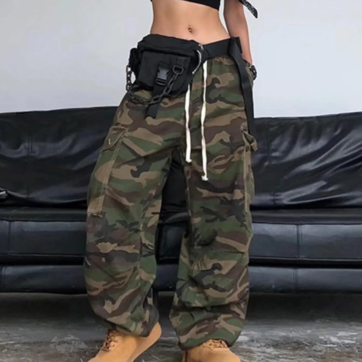 Women's Stretchy Tactical Cargo Pants High Waisted Casual Joggers Plus Size Skinny Trousers Cargo Pants with 6 Pockets