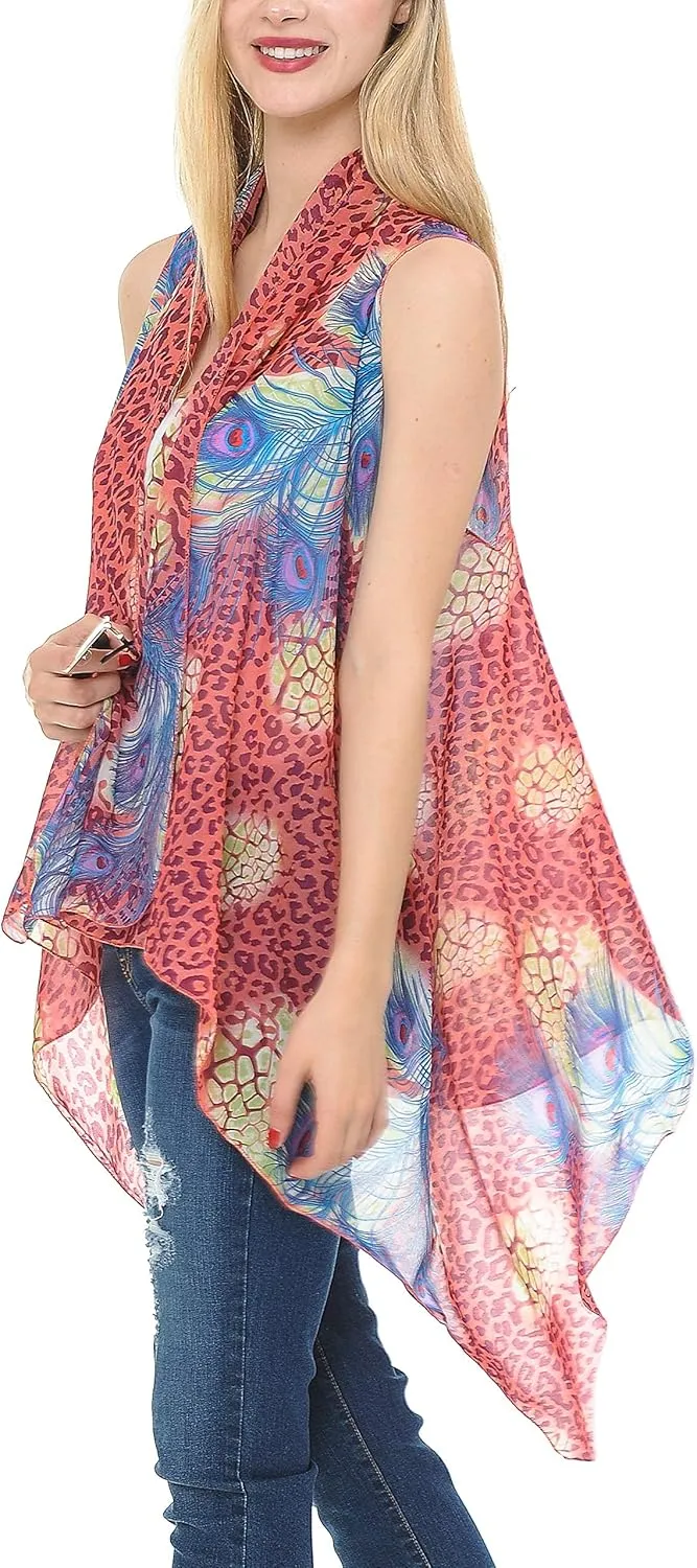 Womens Summer Kimono Vest Long Sheer Sleeveless