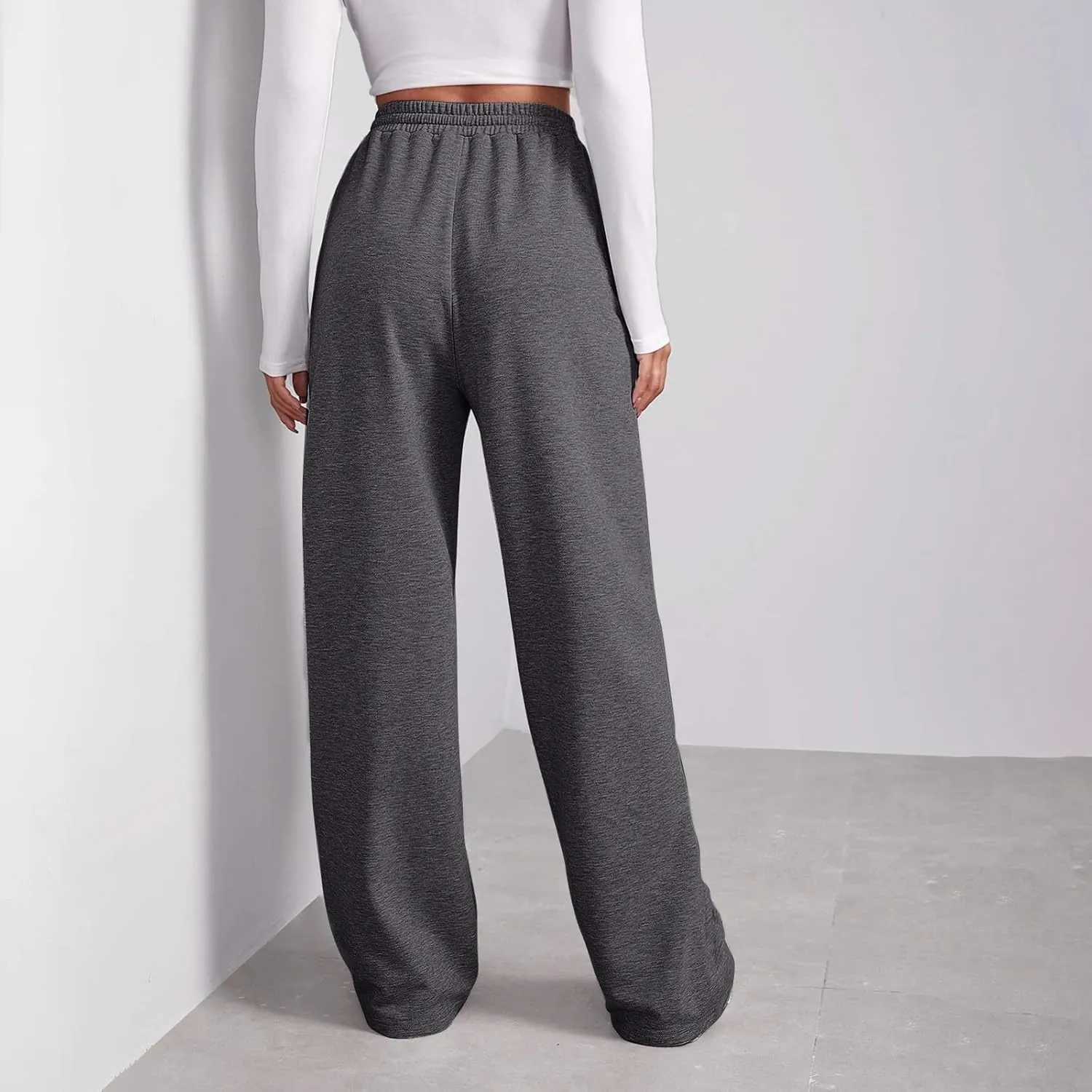 Womens Sweatpants Loose Casual Drawstring Sweat Pants Elastic Band Straight Leg Athletic Pants with Pockets