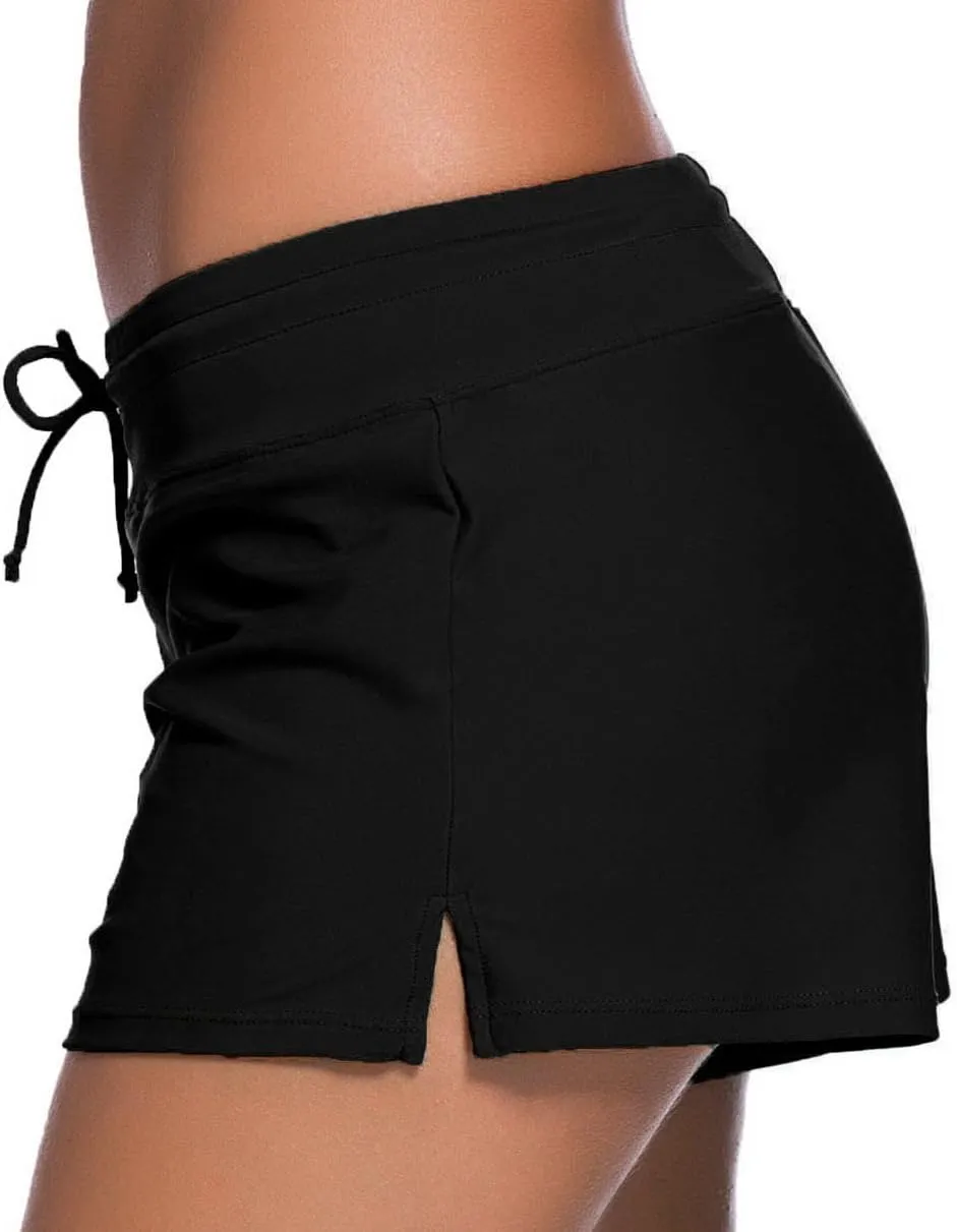 Women's Swim Boardshorts Tankini Boyshorts Beach Bottom Swimsuit Built in Briefs