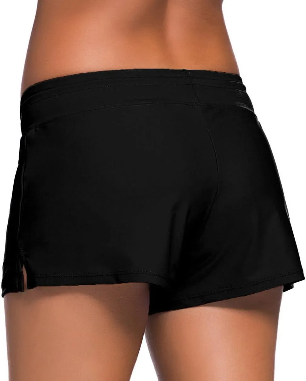 Women's Swim Boardshorts Tankini Boyshorts Beach Bottom Swimsuit Built in Briefs