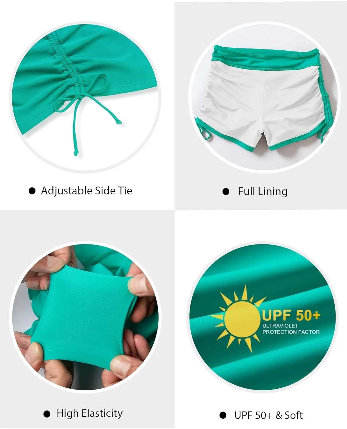 Women's Swim Shorts High Waisted Bathing Suit Bottoms Swimsuit Boy Shorts Swimwear Bikini Board Shorts