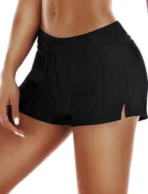 Women's Swim Shorts Waistband Swimsuit Bottom Board Shorts Lace Hollow Swimming