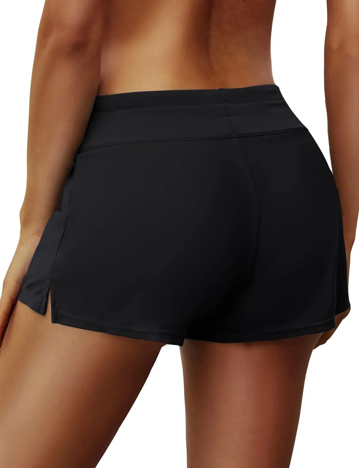 Women's Swim Shorts Waistband Swimsuit Bottom Board Shorts Lace Hollow Swimming