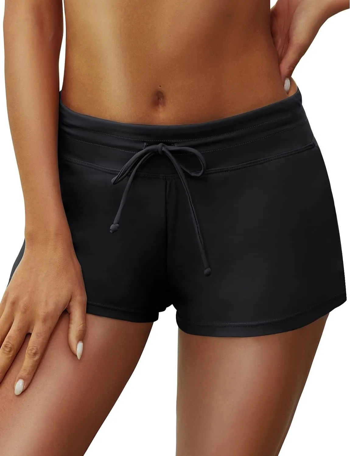 Women's Swim Shorts Waistband Swimsuit Bottom Board Shorts Lace Hollow Swimming