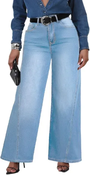 Women's Wide Leg Jeans High Waist Baggy Denim Pants
