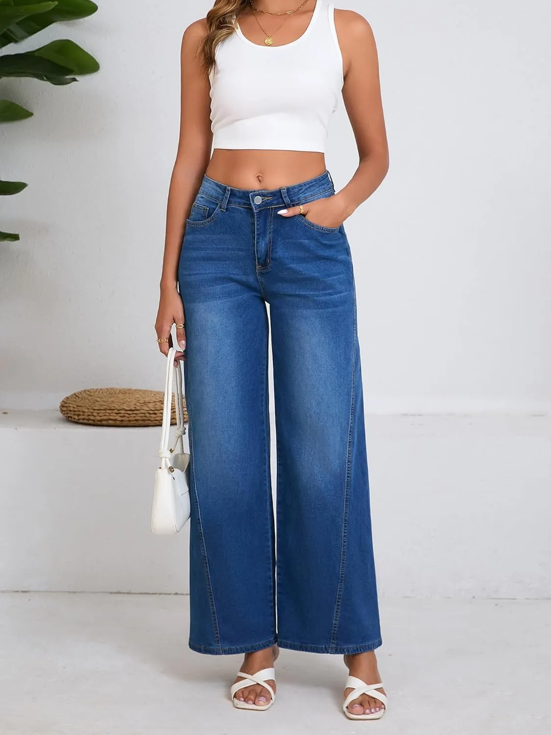 Women's Wide Leg Jeans High Waist Baggy Denim Pants
