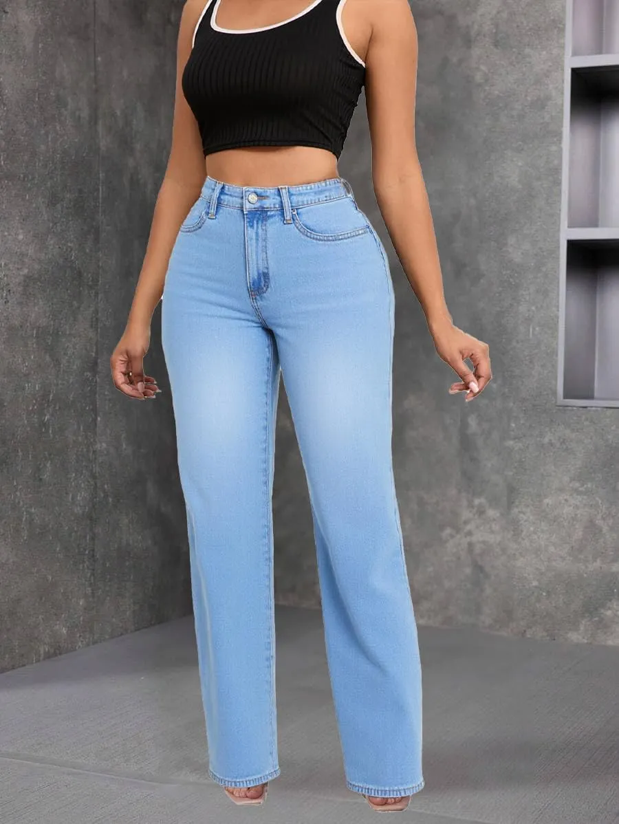 Women's Wide Leg Jeans High Waist Baggy Denim Pants