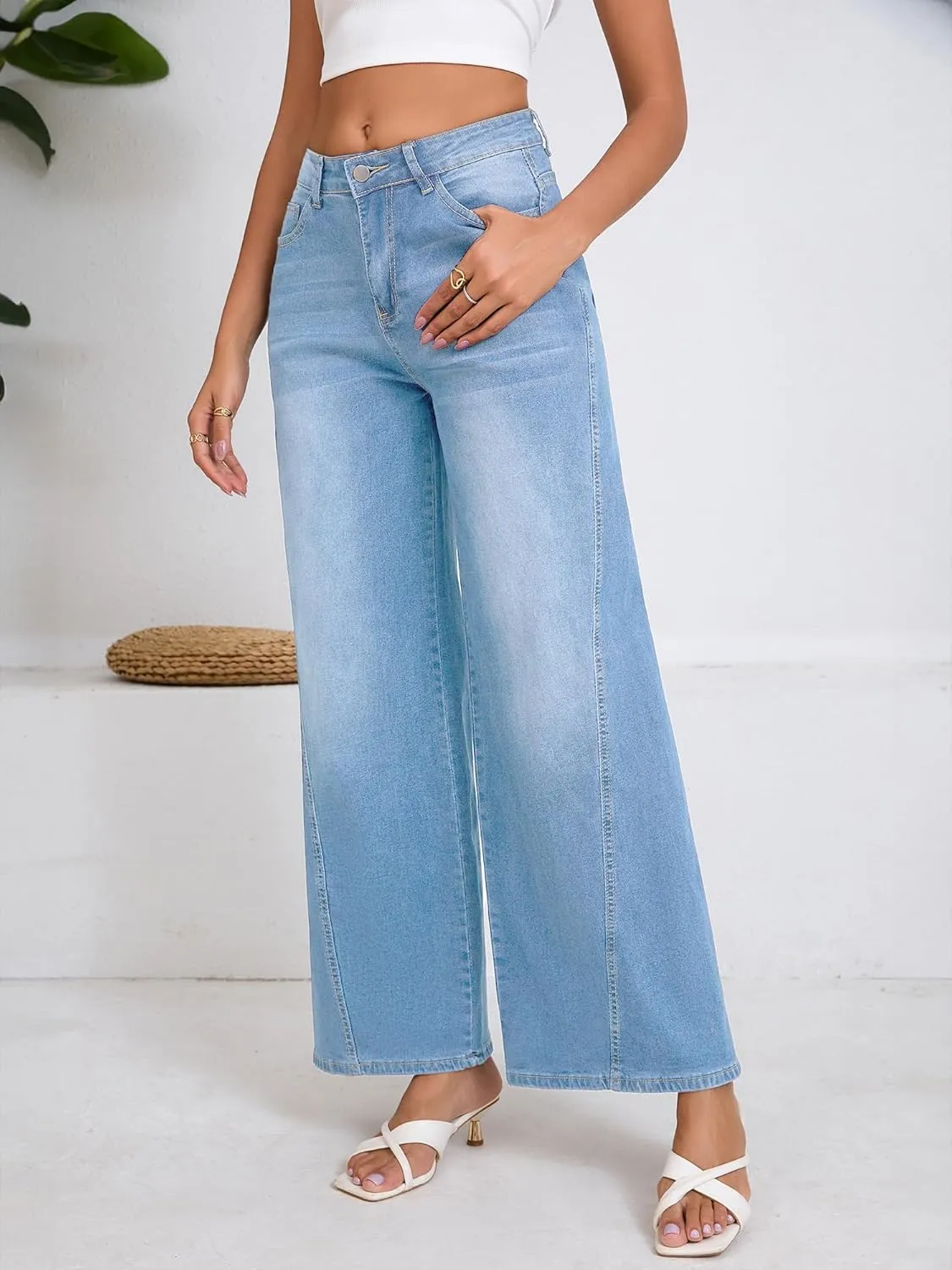 Women's Wide Leg Jeans High Waist Baggy Denim Pants