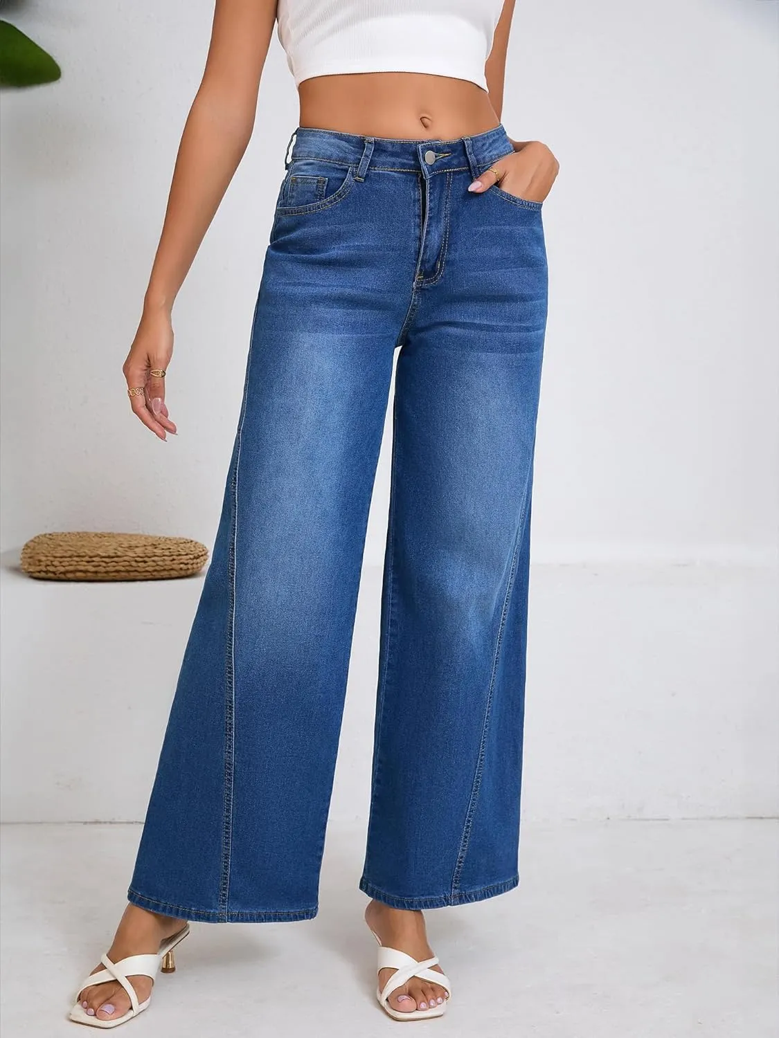 Women's Wide Leg Jeans High Waist Baggy Denim Pants