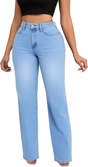 Women's Wide Leg Jeans High Waist Baggy Denim Pants