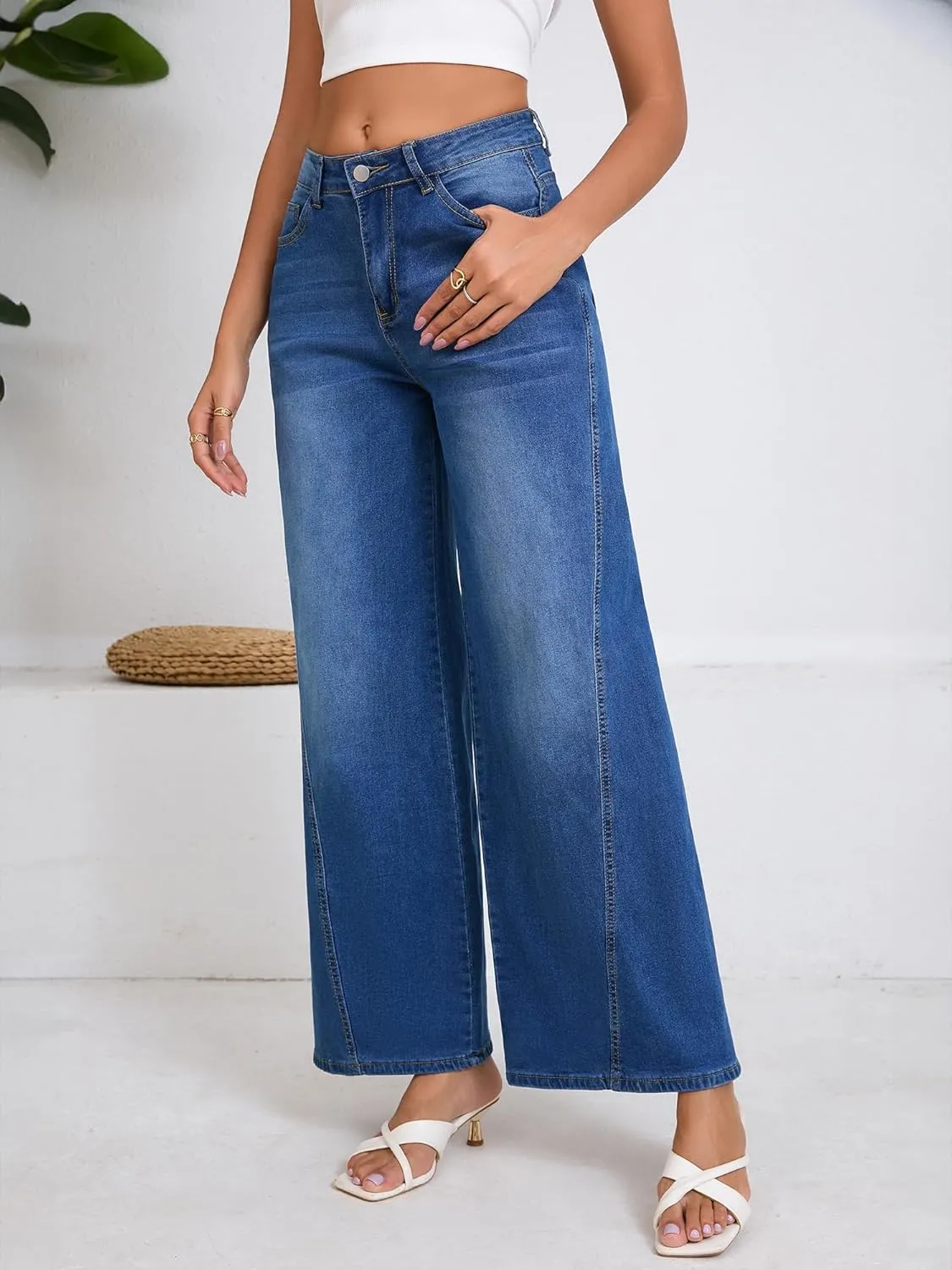 Women's Wide Leg Jeans High Waist Baggy Denim Pants